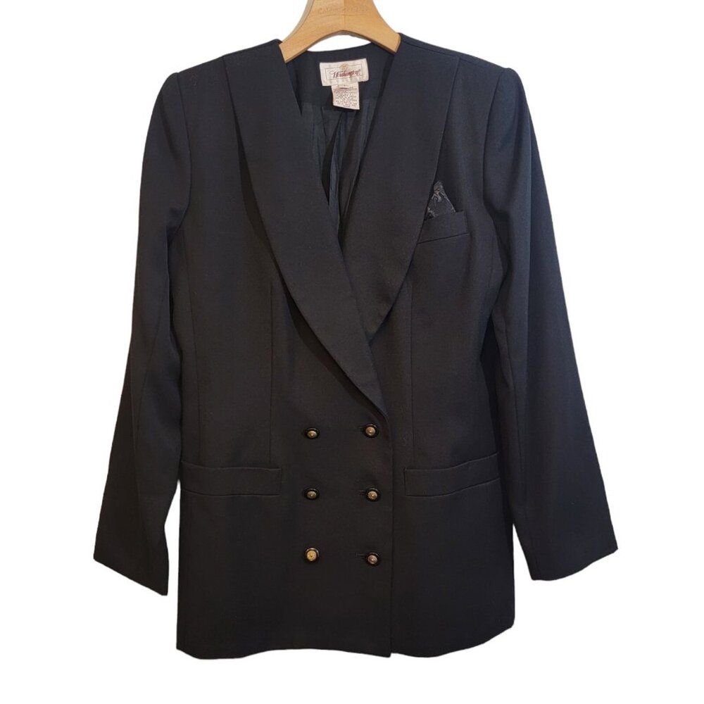 Vintage Worthington Blazer‎ Women's Size 6 Black Wool Blend Lined Jacket